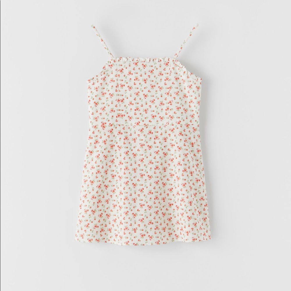 Zara Cream Floral Print Spaghetti Strap Romper